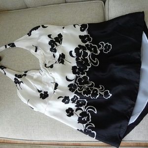Black and white floral halter top